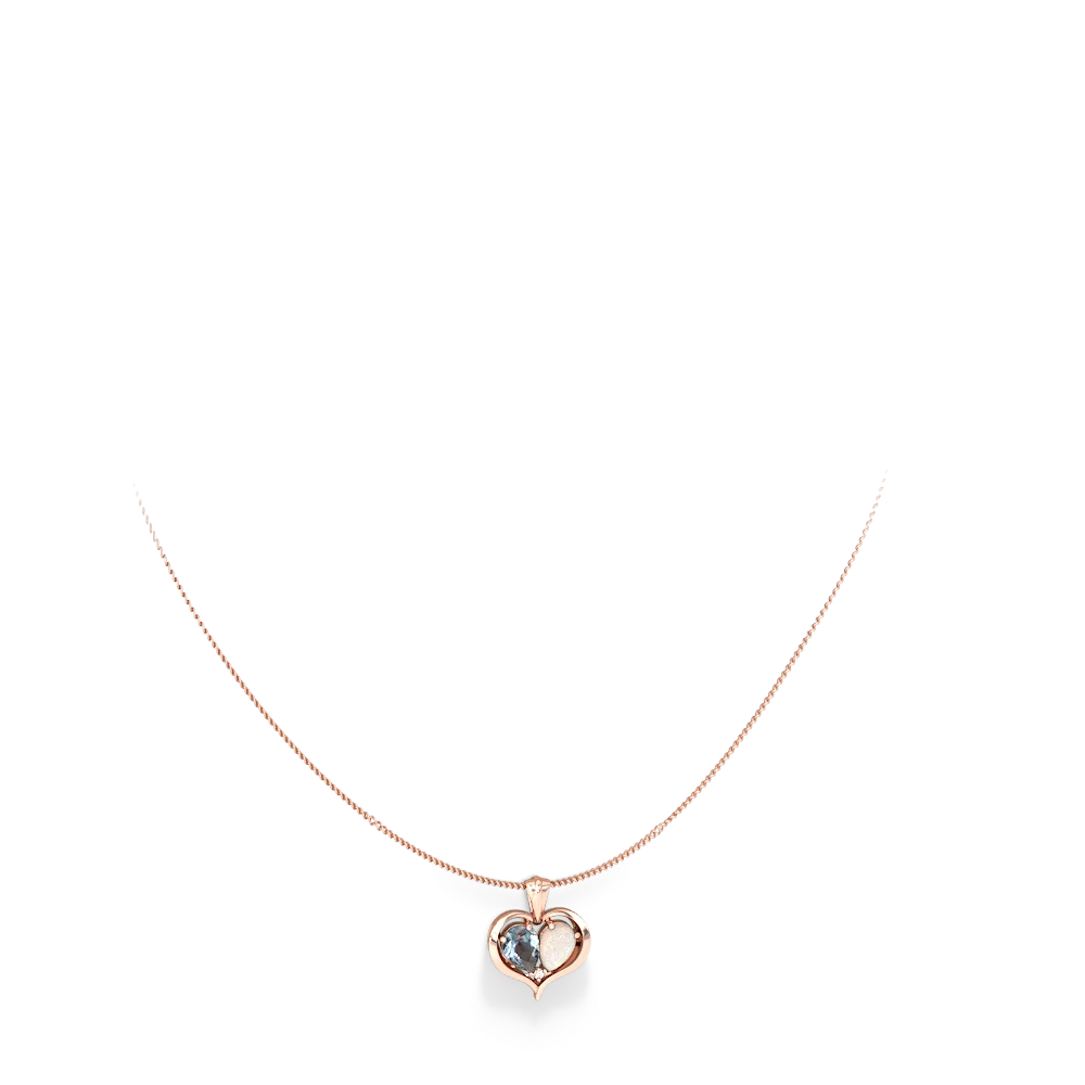 Aquamarine Two Become One 14K Rose Gold pendant P5330