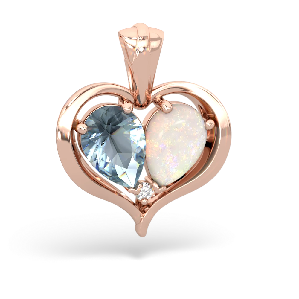 Aquamarine Two Become One 14K Rose Gold pendant P5330