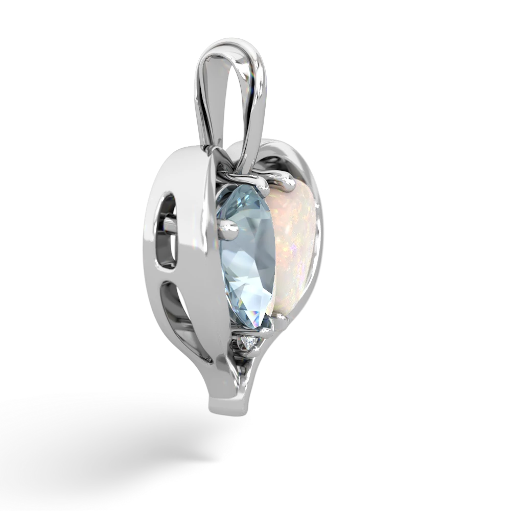 Aquamarine Two Become One 14K White Gold pendant P5330