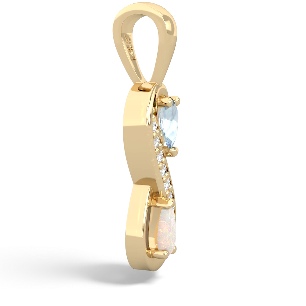 Aquamarine Diamond Infinity 14K Yellow Gold pendant P5390