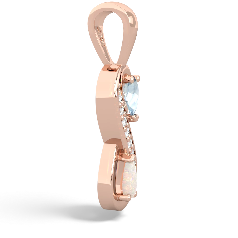 Aquamarine Diamond Infinity 14K Rose Gold pendant P5390