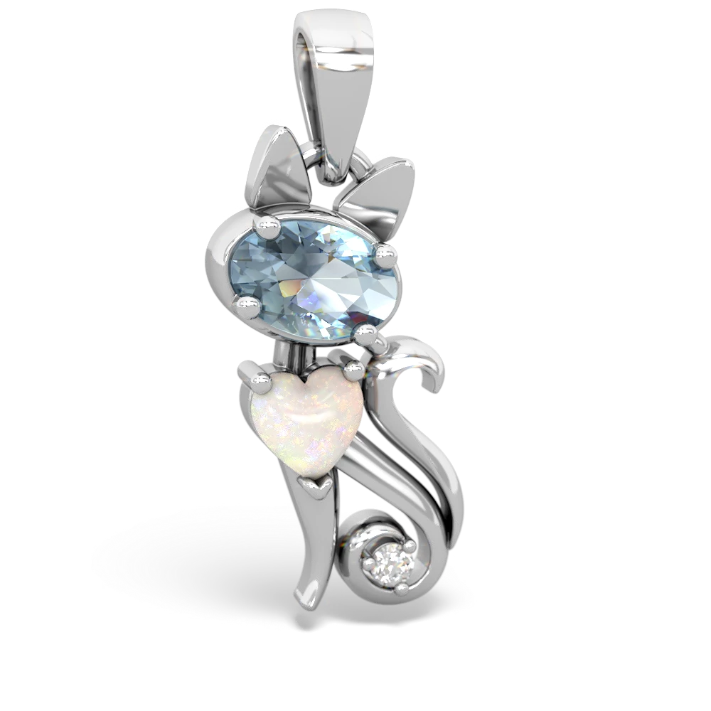Aquamarine Kitten 14K White Gold pendant P5780