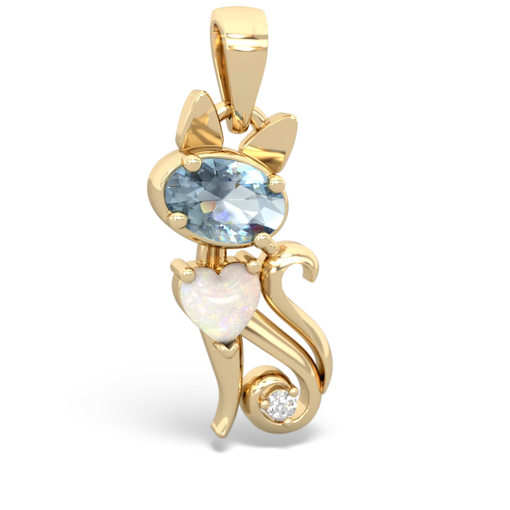 Aquamarine Kitten 14K Yellow Gold pendant P5780