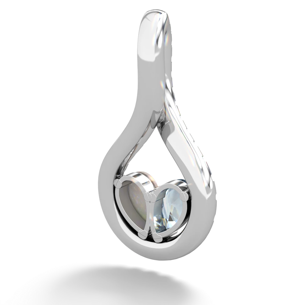 Aquamarine Pave Twist 'One Heart' 14K White Gold pendant P5360