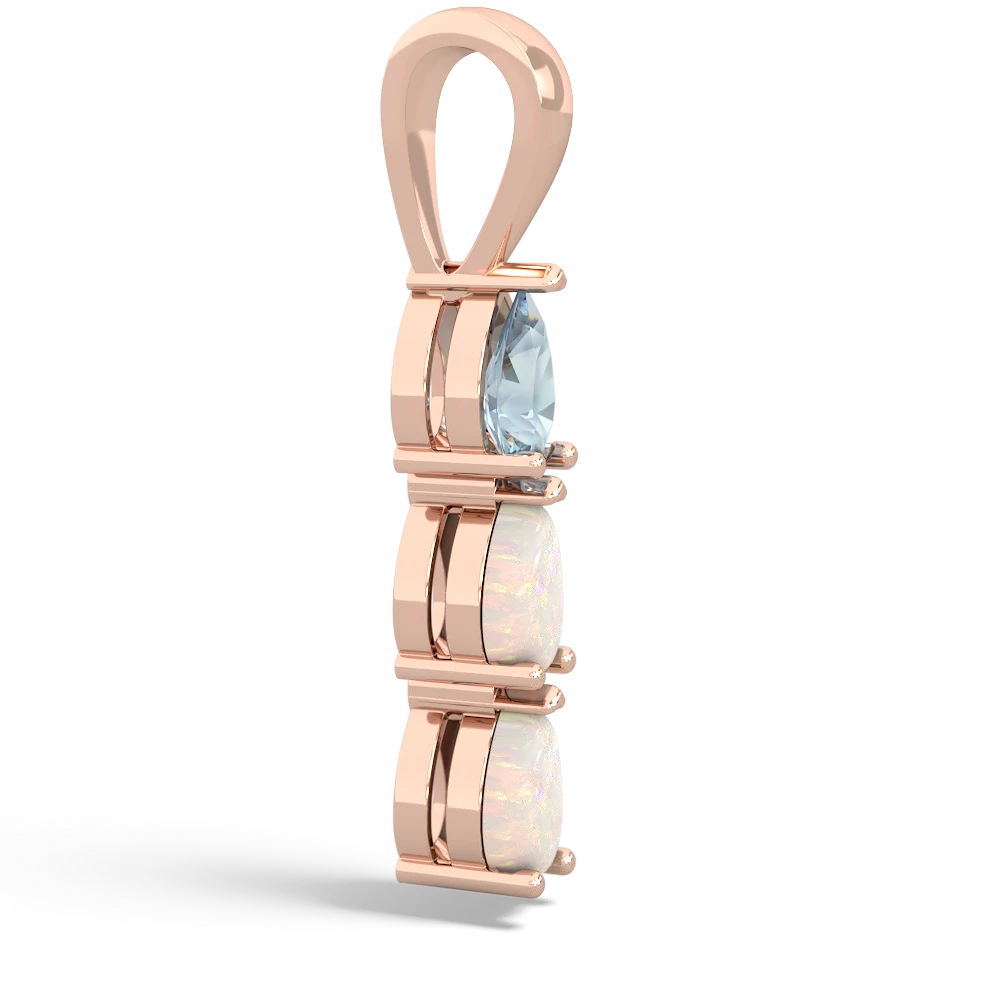 Aquamarine Dew Drops 14K Rose Gold pendant P2251