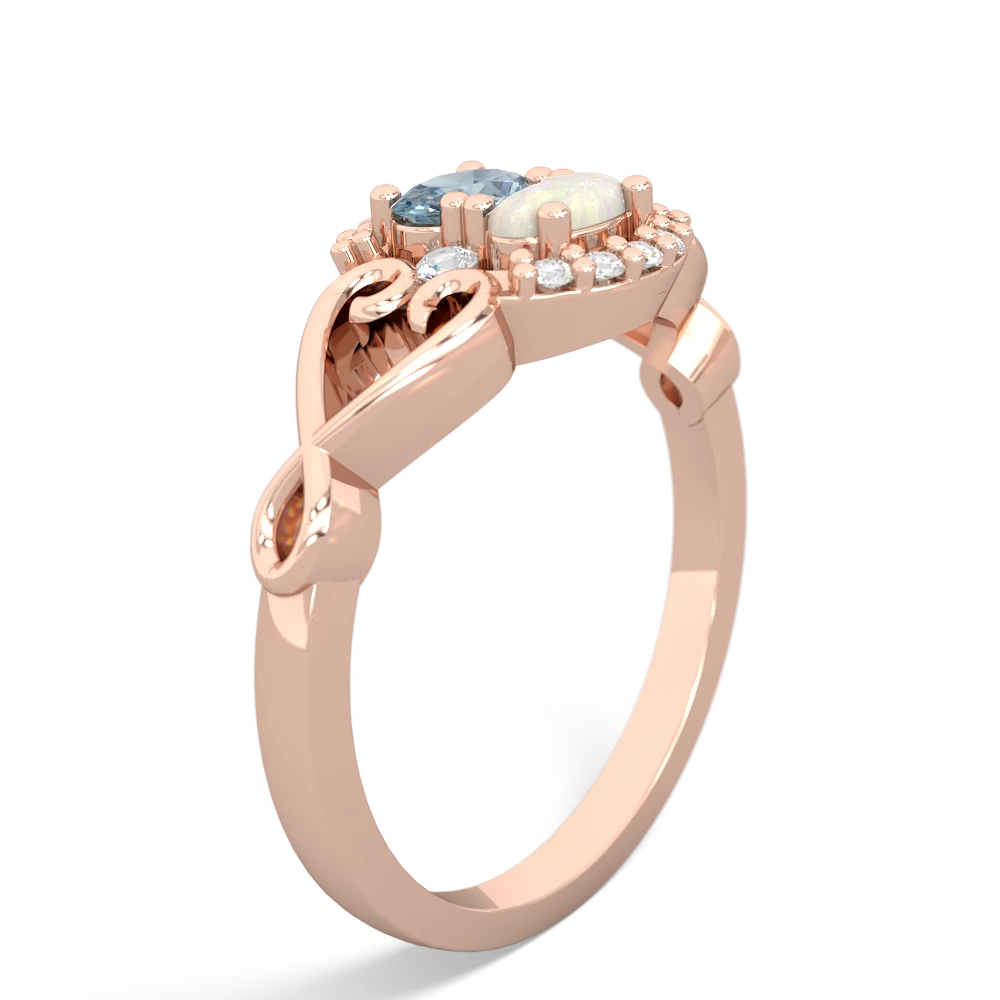 Aquamarine Love Nest 14K Rose Gold ring R5860