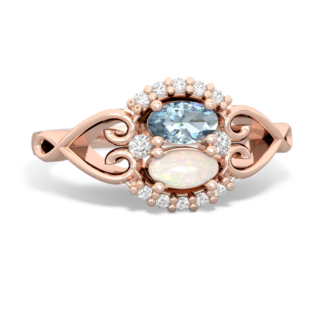 Aquamarine Love Nest 14K Rose Gold ring R5860