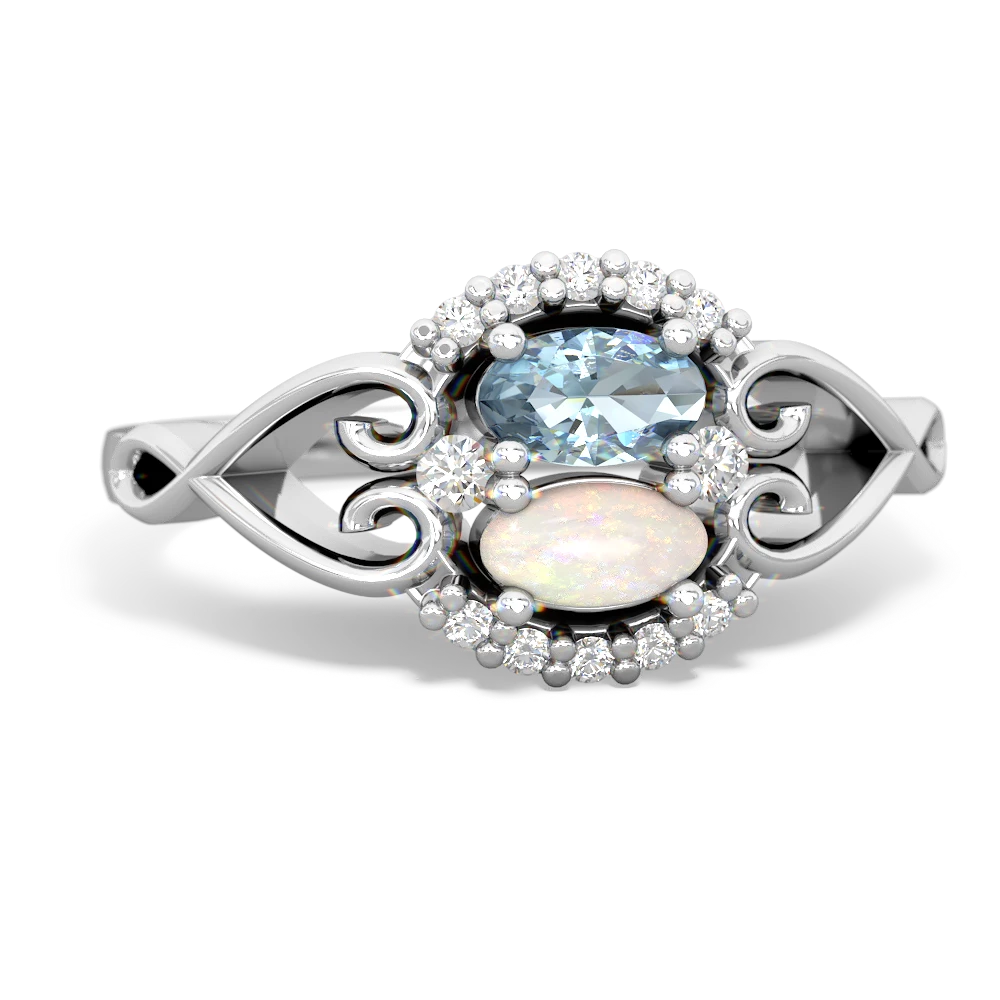 Aquamarine Love Nest 14K White Gold ring R5860