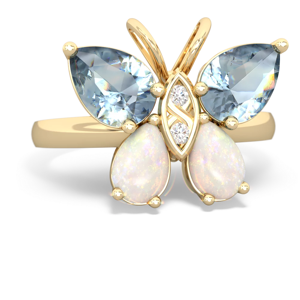 Aquamarine Butterfly 14K Yellow Gold ring R2215