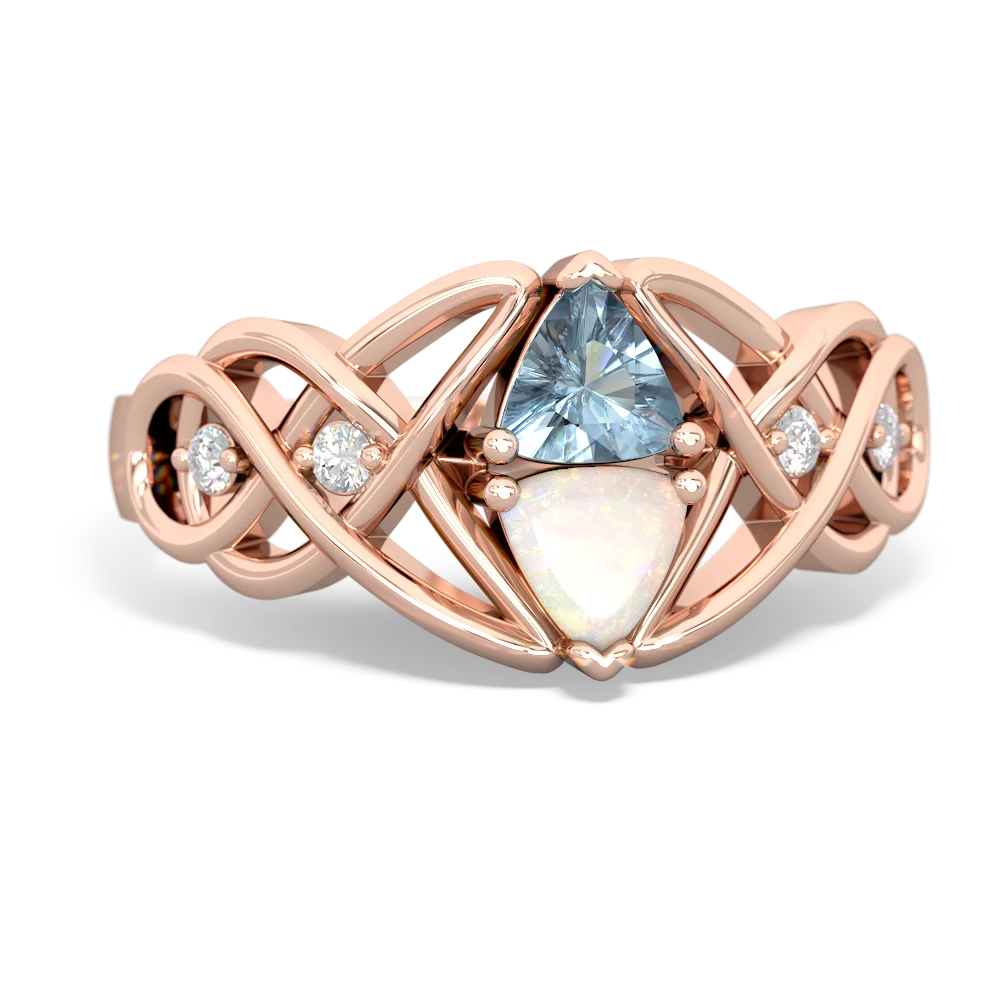 Aquamarine Keepsake Celtic Knot 14K Rose Gold ring R5300