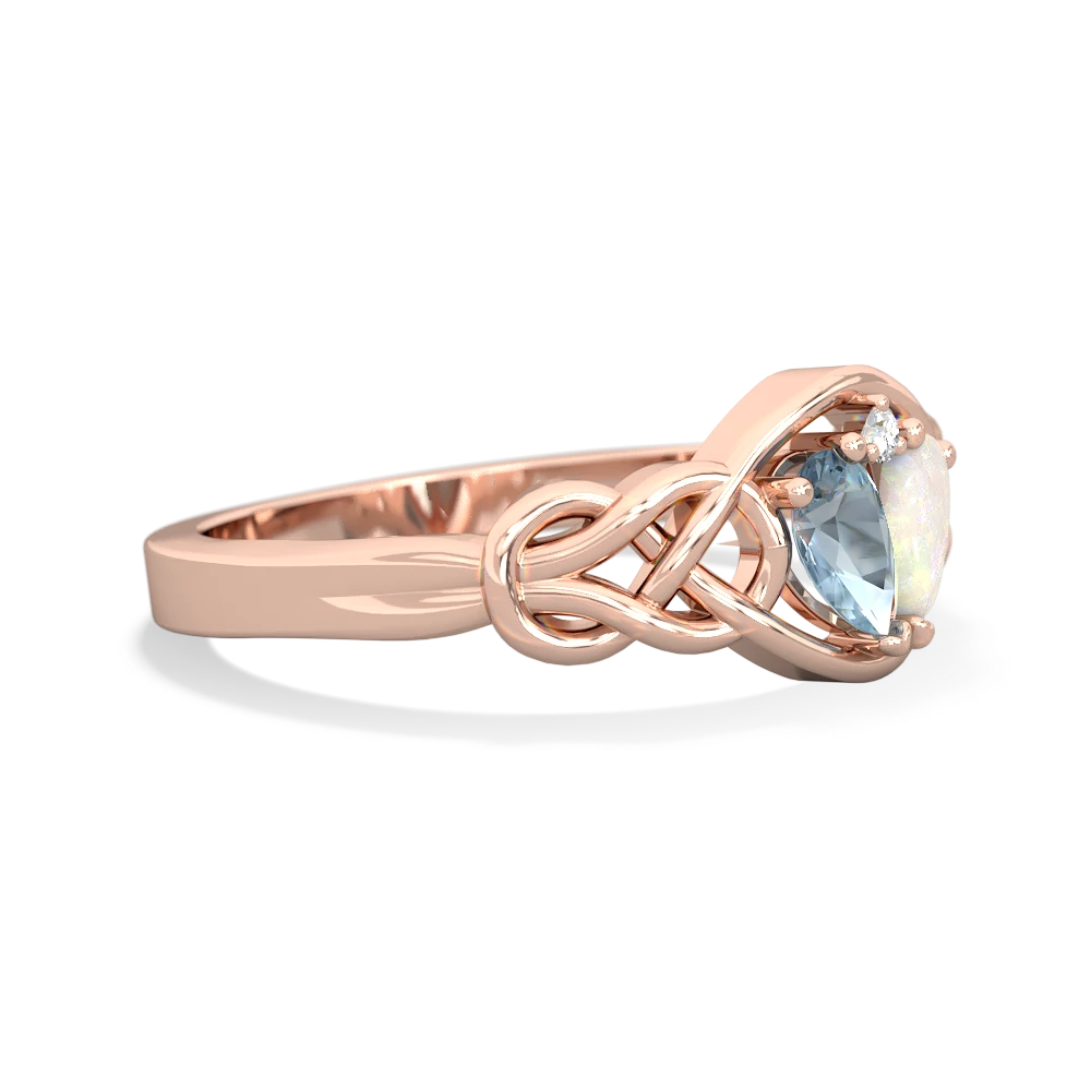 Aquamarine Celtic Love Knot 14K Rose Gold ring R5420