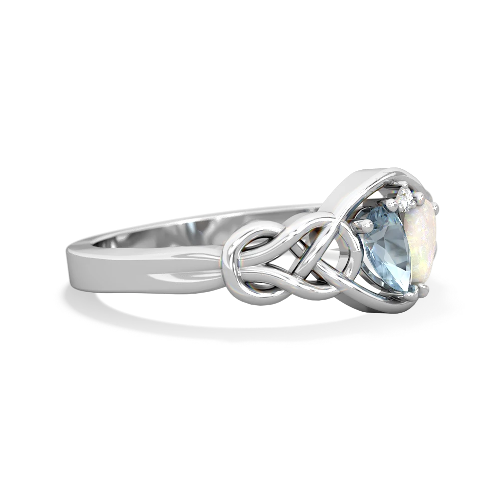 Aquamarine Celtic Love Knot 14K White Gold ring R5420