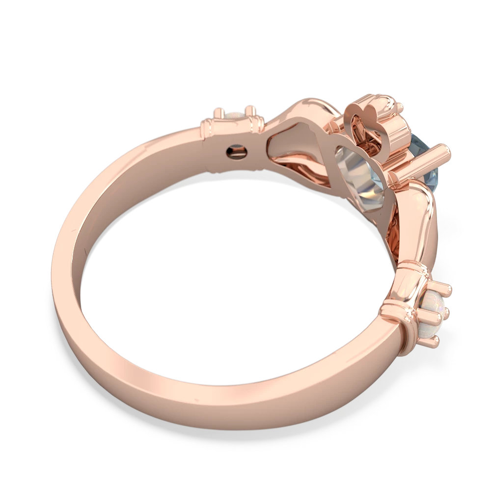 Aquamarine Claddagh Keepsake 14K Rose Gold ring R5245