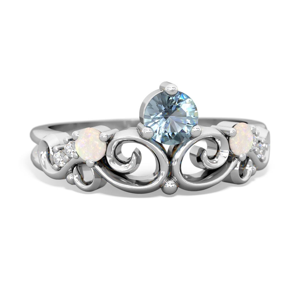 Aquamarine Crown Keepsake 14K White Gold ring R5740