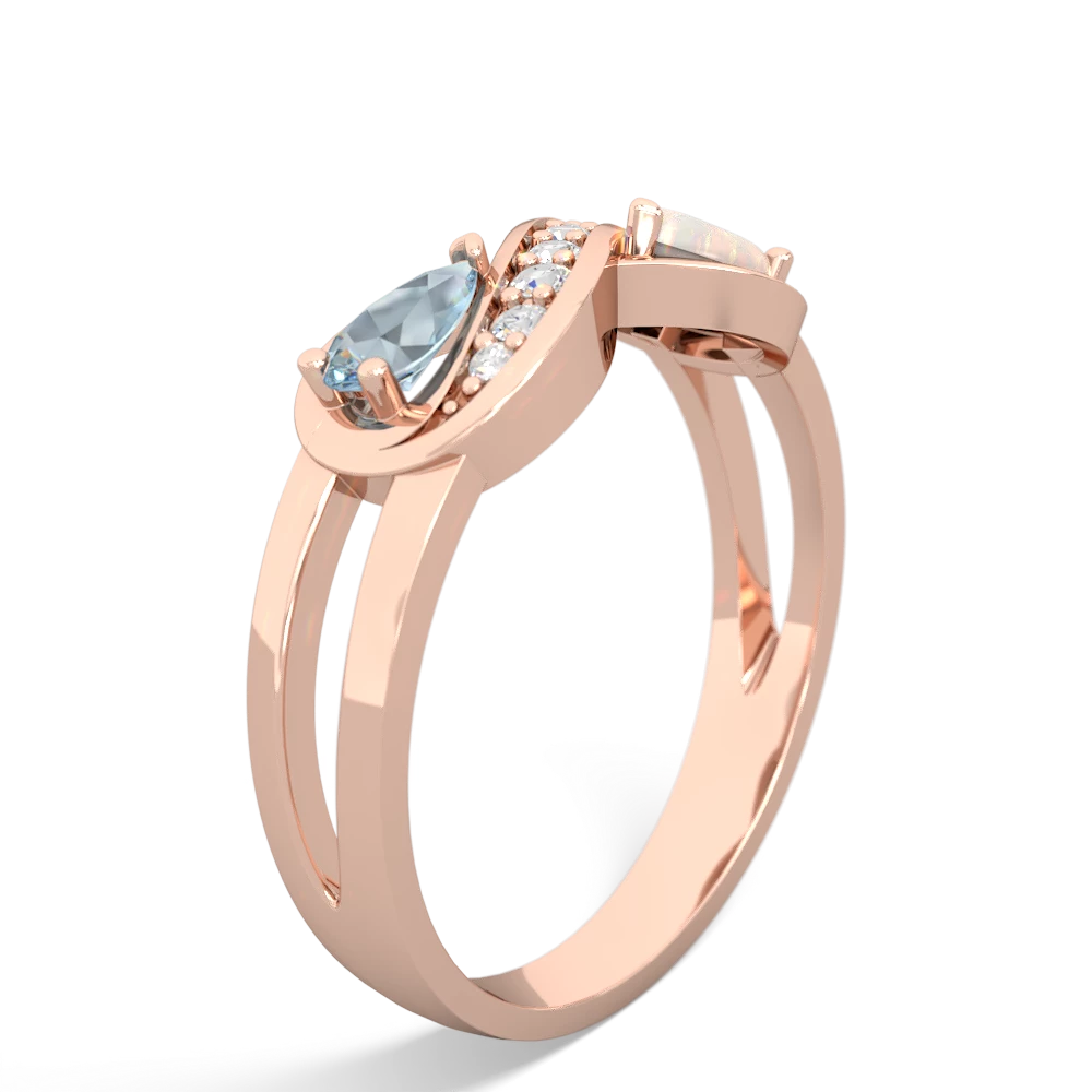 Aquamarine Diamond Infinity 14K Rose Gold ring R5390