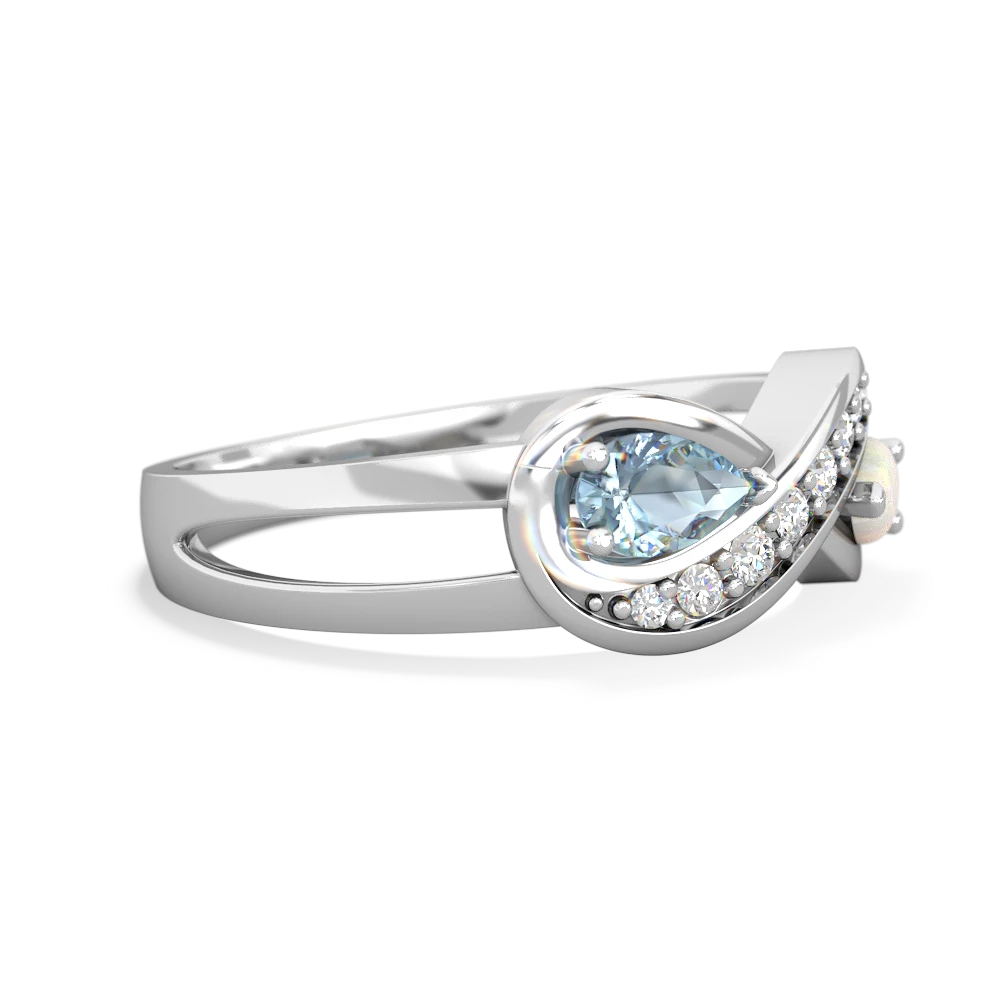 Aquamarine Diamond Infinity 14K White Gold ring R5390