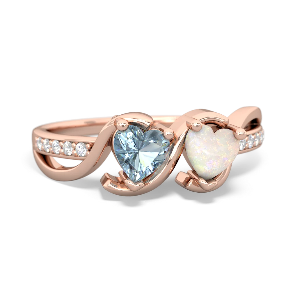 Aquamarine Side By Side 14K Rose Gold ring R3090