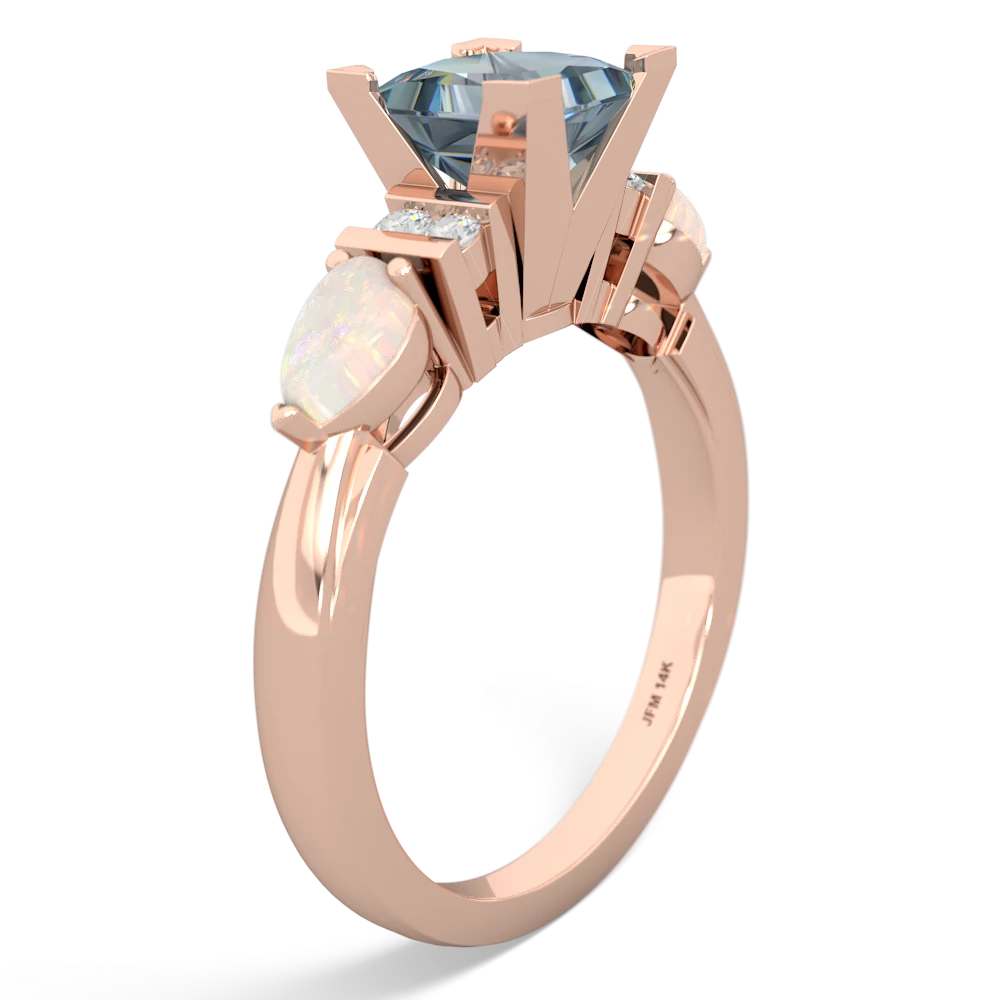 Aquamarine 6Mm Princess Eternal Embrace Engagement 14K Rose Gold ring C2002