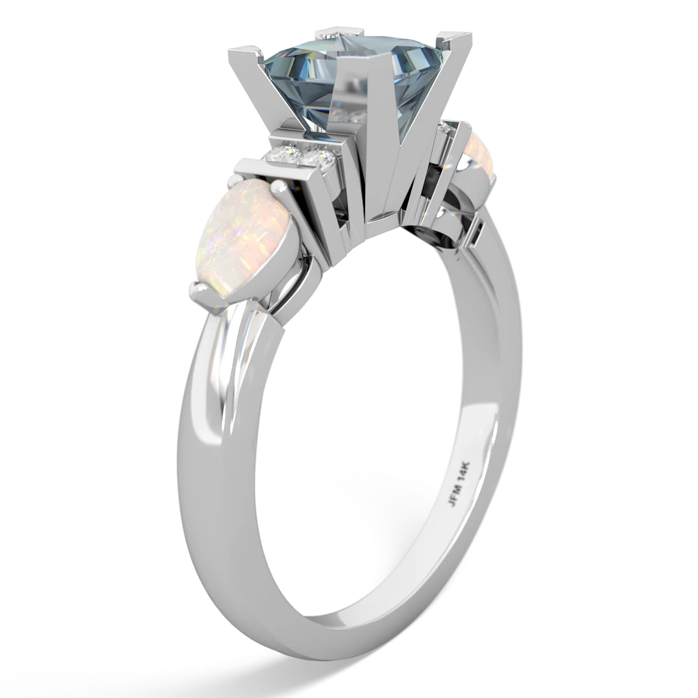 Aquamarine 6Mm Princess Eternal Embrace Engagement 14K White Gold ring C2002