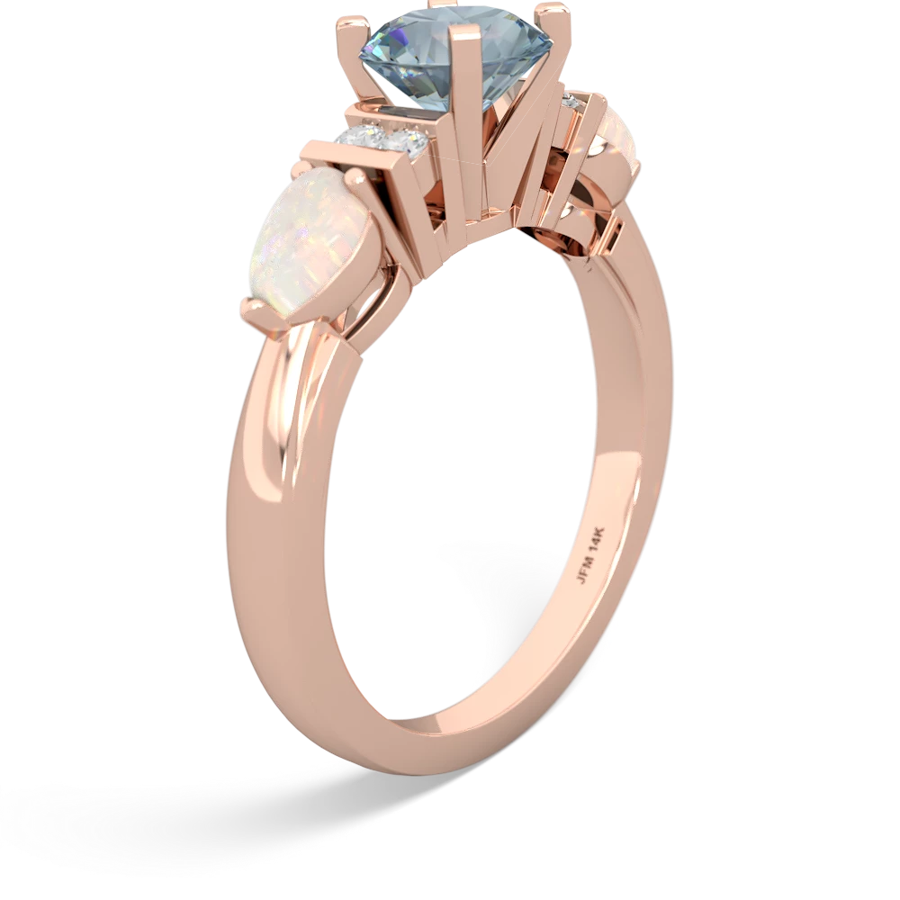 Aquamarine 6Mm Round Eternal Embrace Engagement 14K Rose Gold ring R2005