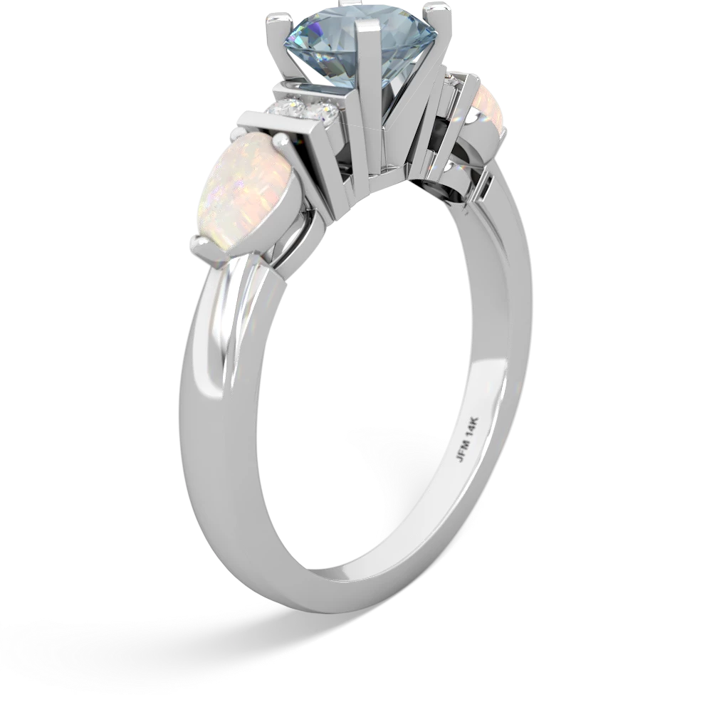 Aquamarine 6Mm Round Eternal Embrace Engagement 14K White Gold ring R2005