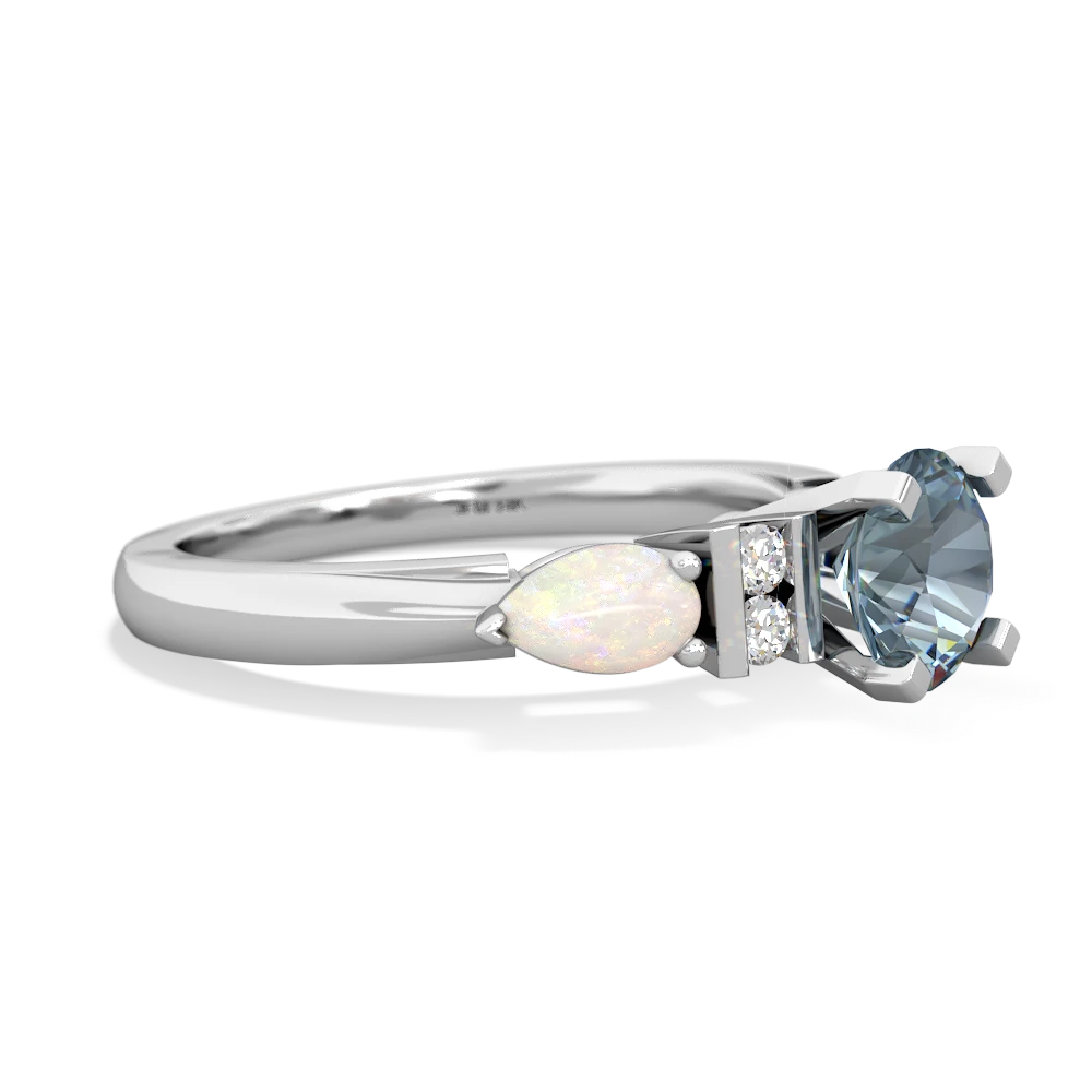 Aquamarine 6Mm Round Eternal Embrace Engagement 14K White Gold ring R2005