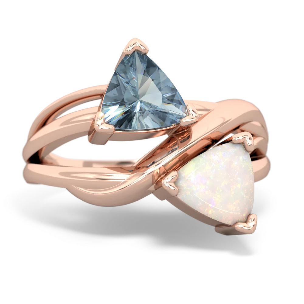 Aquamarine Split Band Swirl 14K Rose Gold ring R2341