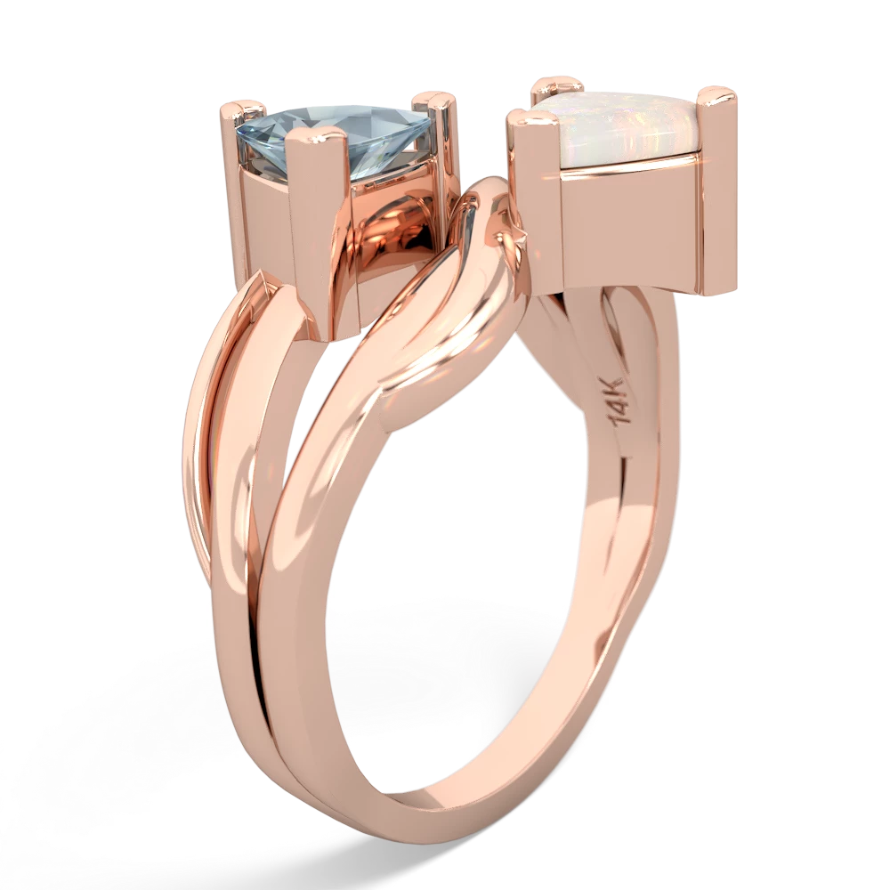 Aquamarine Split Band Swirl 14K Rose Gold ring R2341