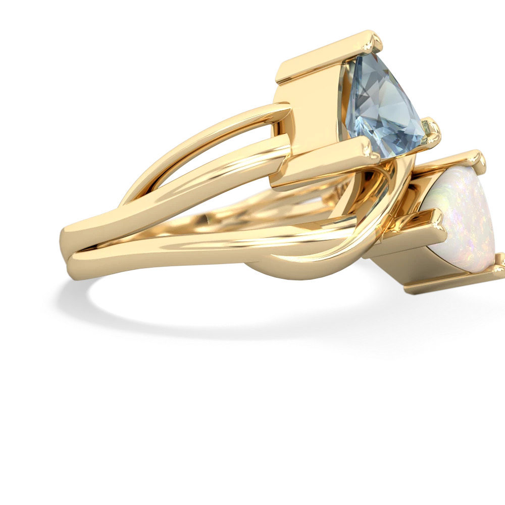 Aquamarine Split Band Swirl 14K Yellow Gold ring R2341