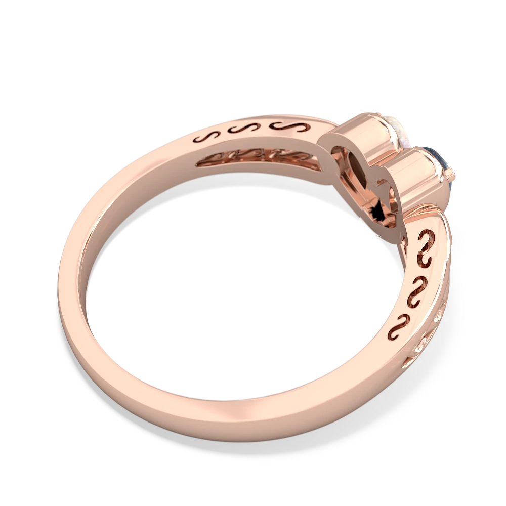 Aquamarine Filligree 'One Heart' 14K Rose Gold ring R5070