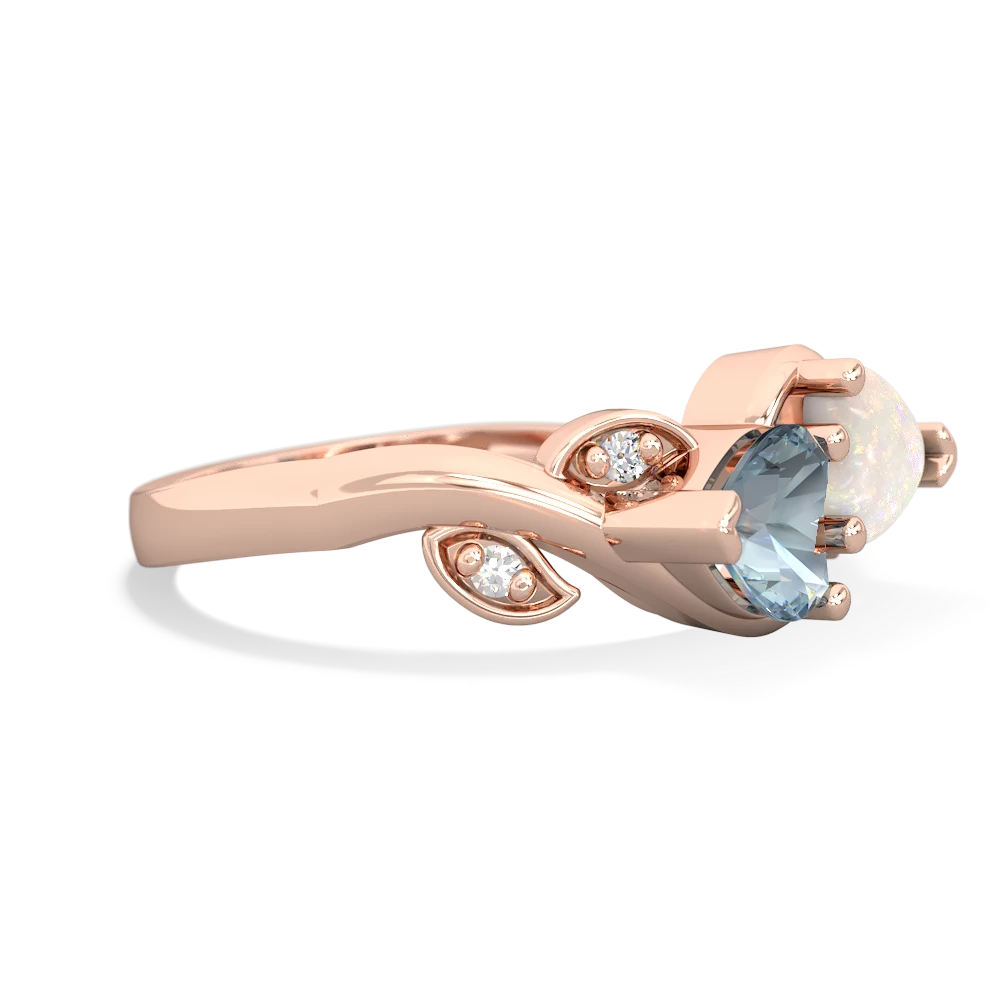 Aquamarine Floral Elegance 14K Rose Gold ring R5790