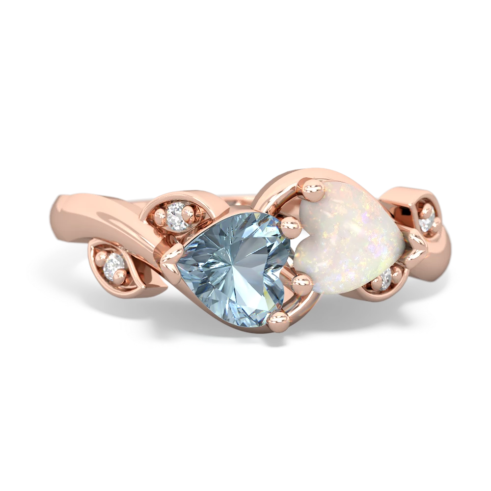 Aquamarine Floral Elegance 14K Rose Gold ring R5790