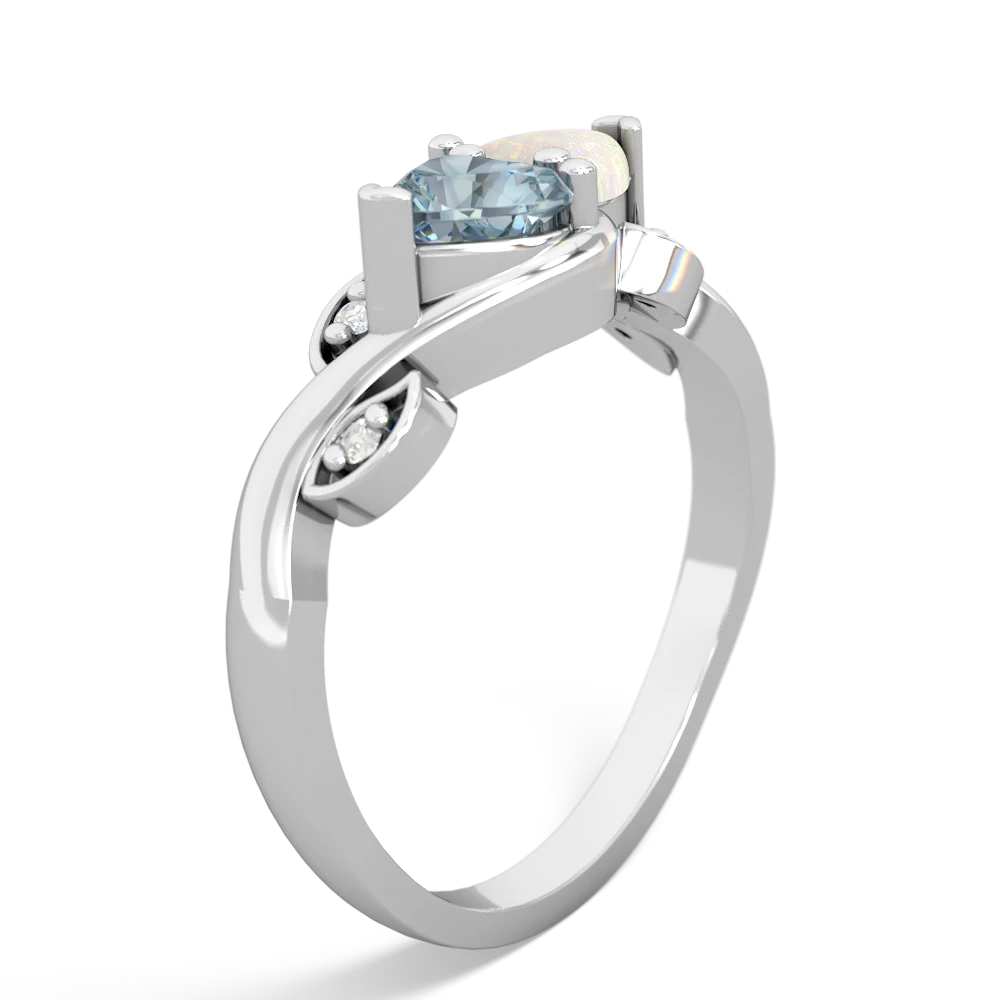 Aquamarine Floral Elegance 14K White Gold ring R5790