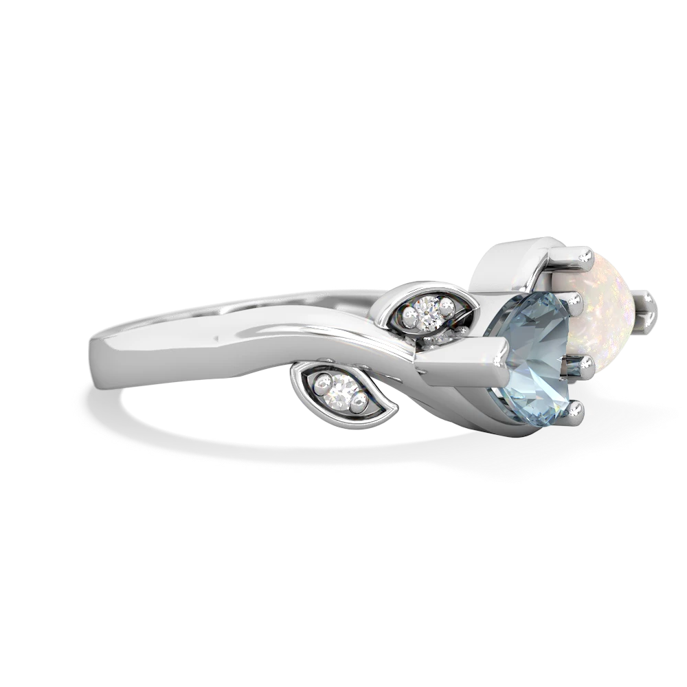 Aquamarine Floral Elegance 14K White Gold ring R5790