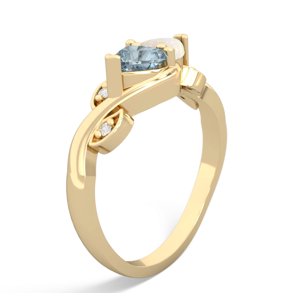 Aquamarine Floral Elegance 14K Yellow Gold ring R5790