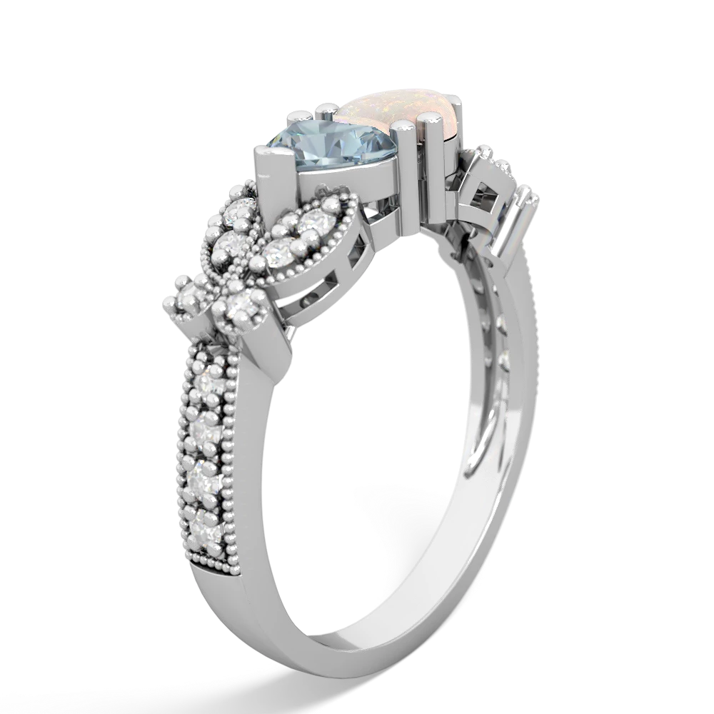 Aquamarine Diamond Butterflies 14K White Gold ring R5601