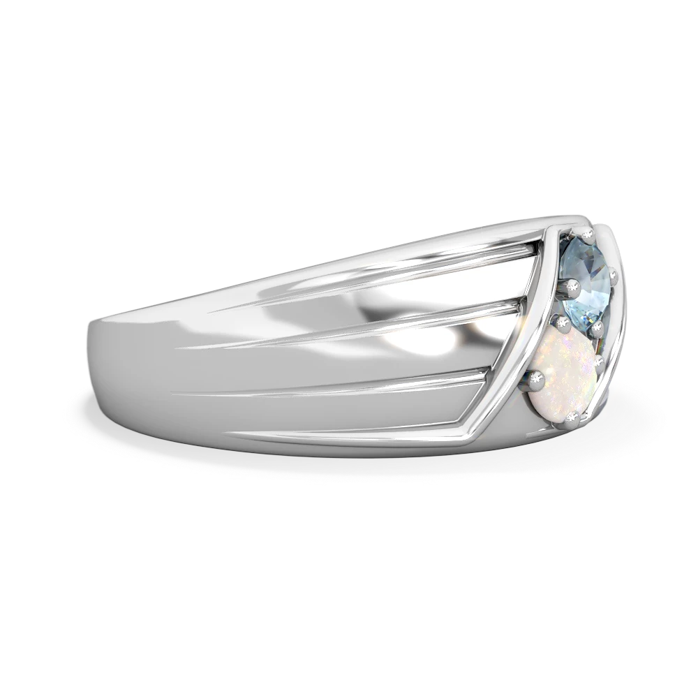 Aquamarine Men's Streamline 14K White Gold ring R0460