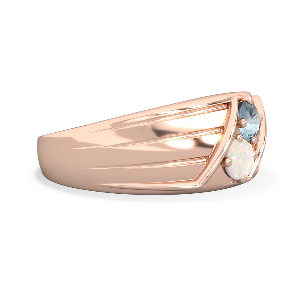 Aquamarine Men's Streamline 14K Rose Gold ring R0460