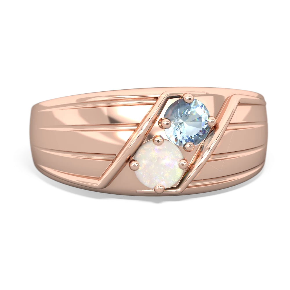 Aquamarine Men's Streamline 14K Rose Gold ring R0460