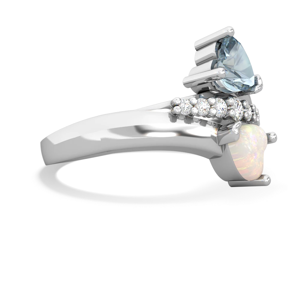 Aquamarine Heart To Heart 14K White Gold ring R2064