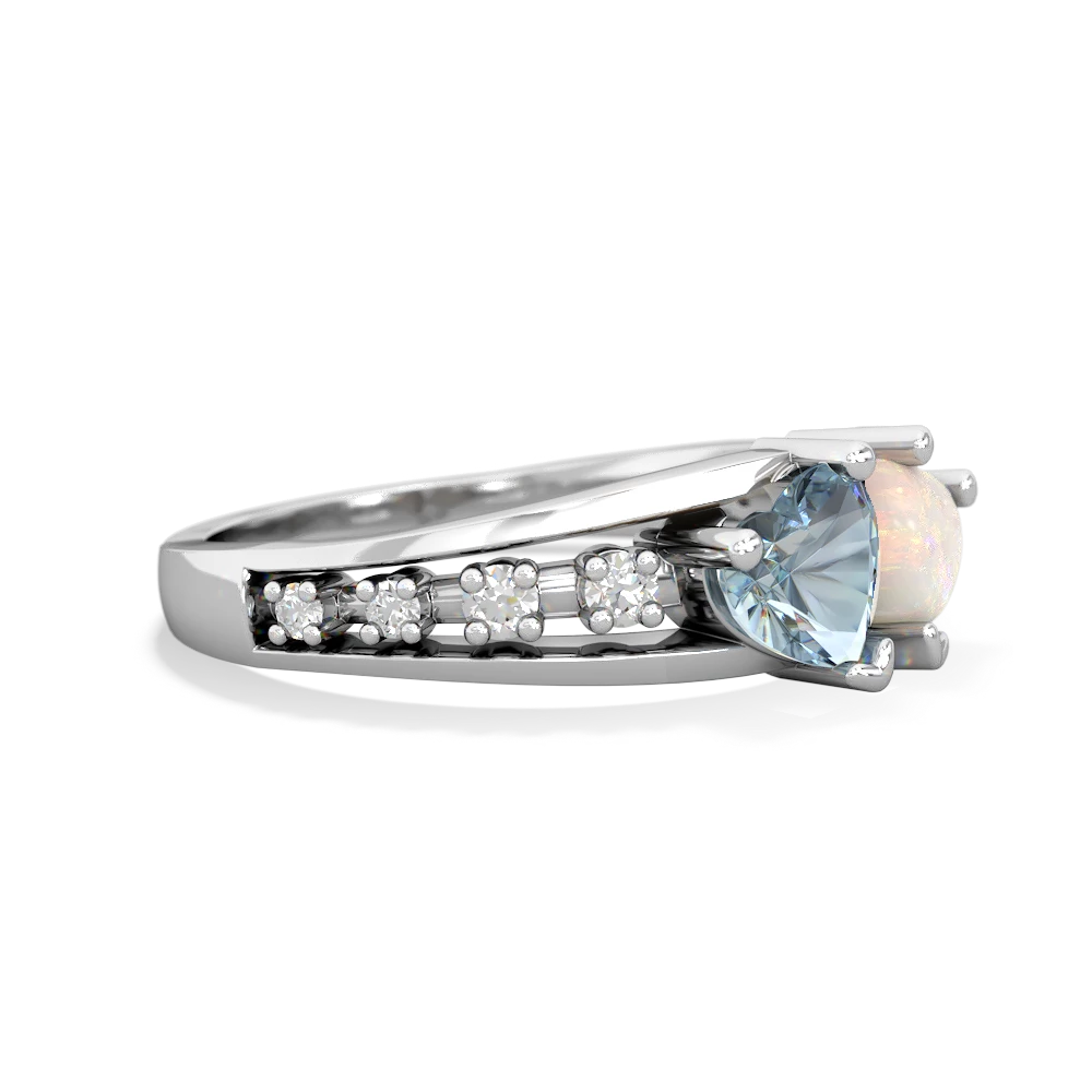 Aquamarine Heart To Heart 14K White Gold ring R3342