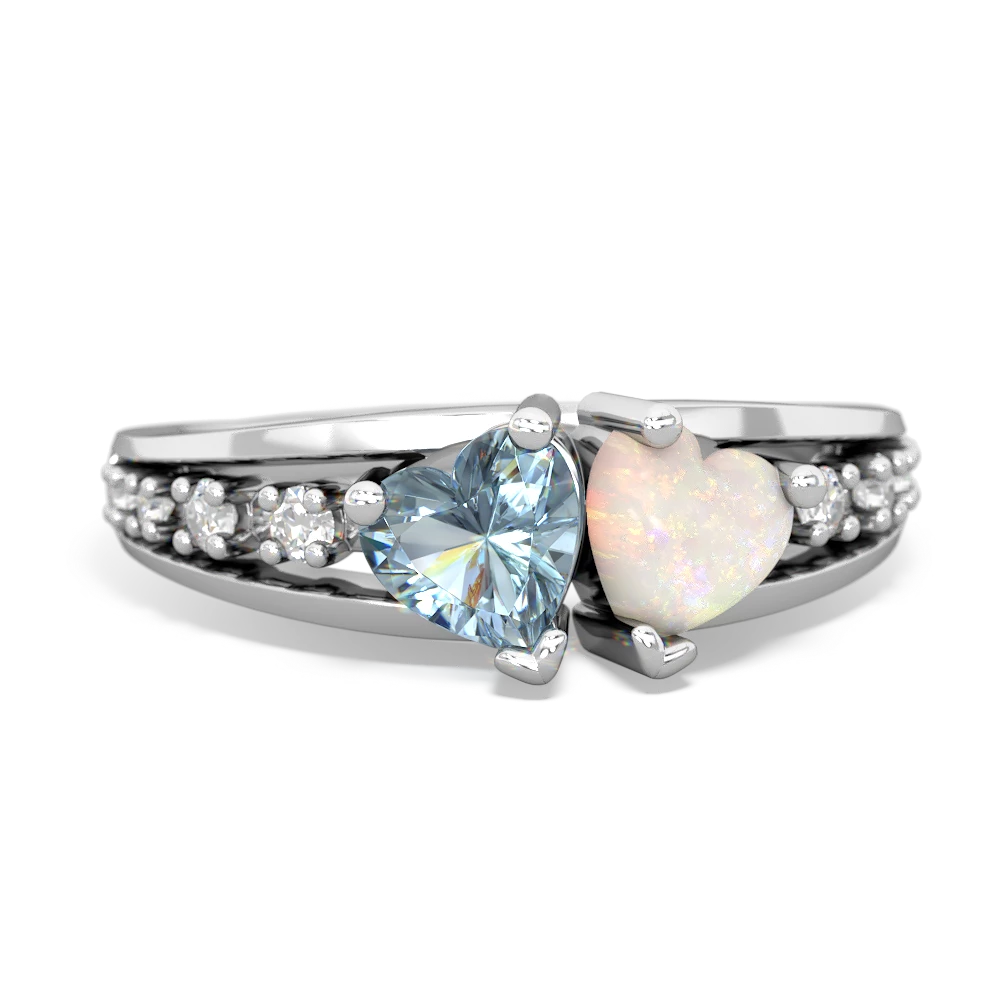 Aquamarine Heart To Heart 14K White Gold ring R3342