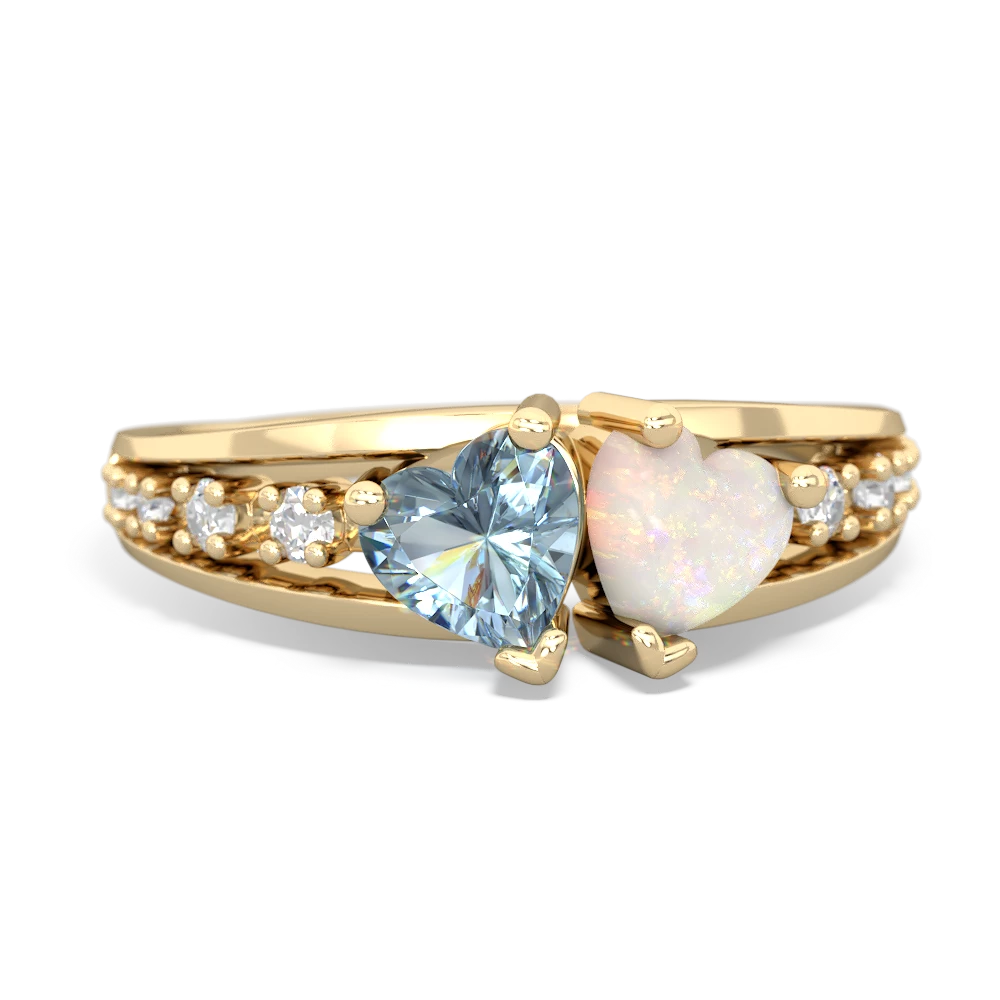 Aquamarine Heart To Heart 14K Yellow Gold ring R3342