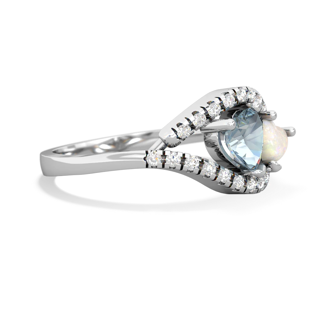 Aquamarine Mother And Child 14K White Gold ring R3010