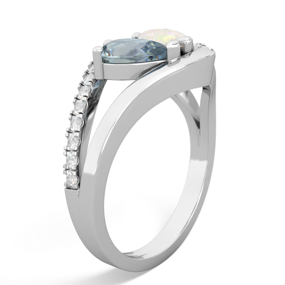 Aquamarine Nestled Heart Keepsake 14K White Gold ring R5650