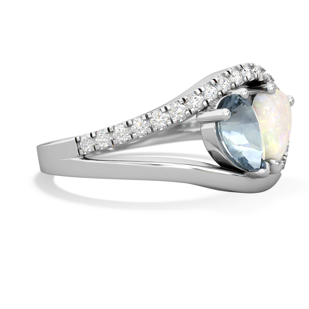 Aquamarine Nestled Heart Keepsake 14K White Gold ring R5650