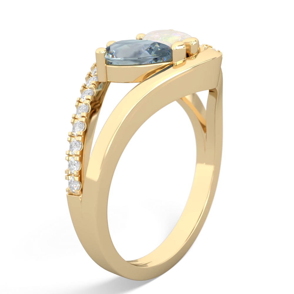 Aquamarine Nestled Heart Keepsake 14K Yellow Gold ring R5650