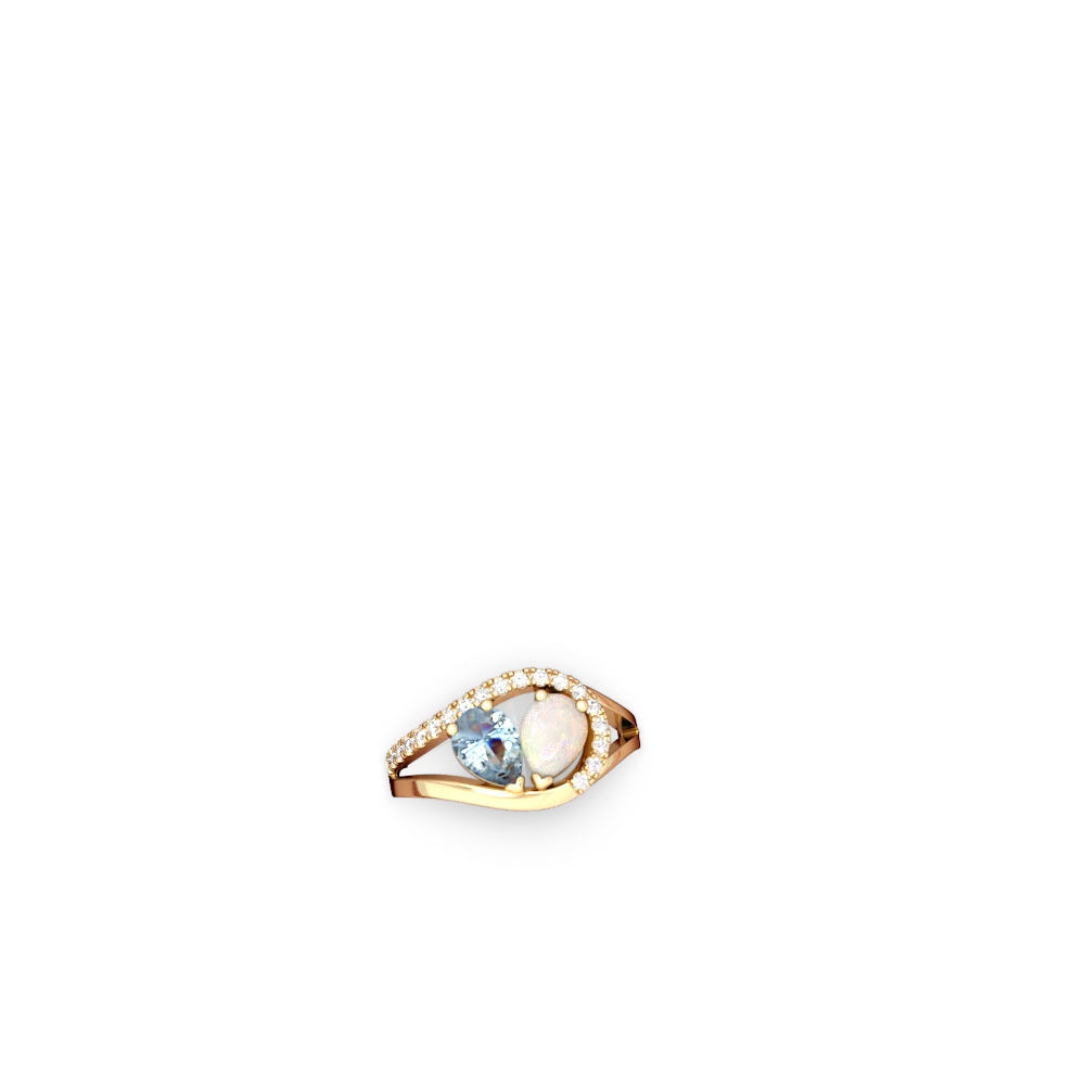 Aquamarine Nestled Heart Keepsake 14K Yellow Gold ring R5650