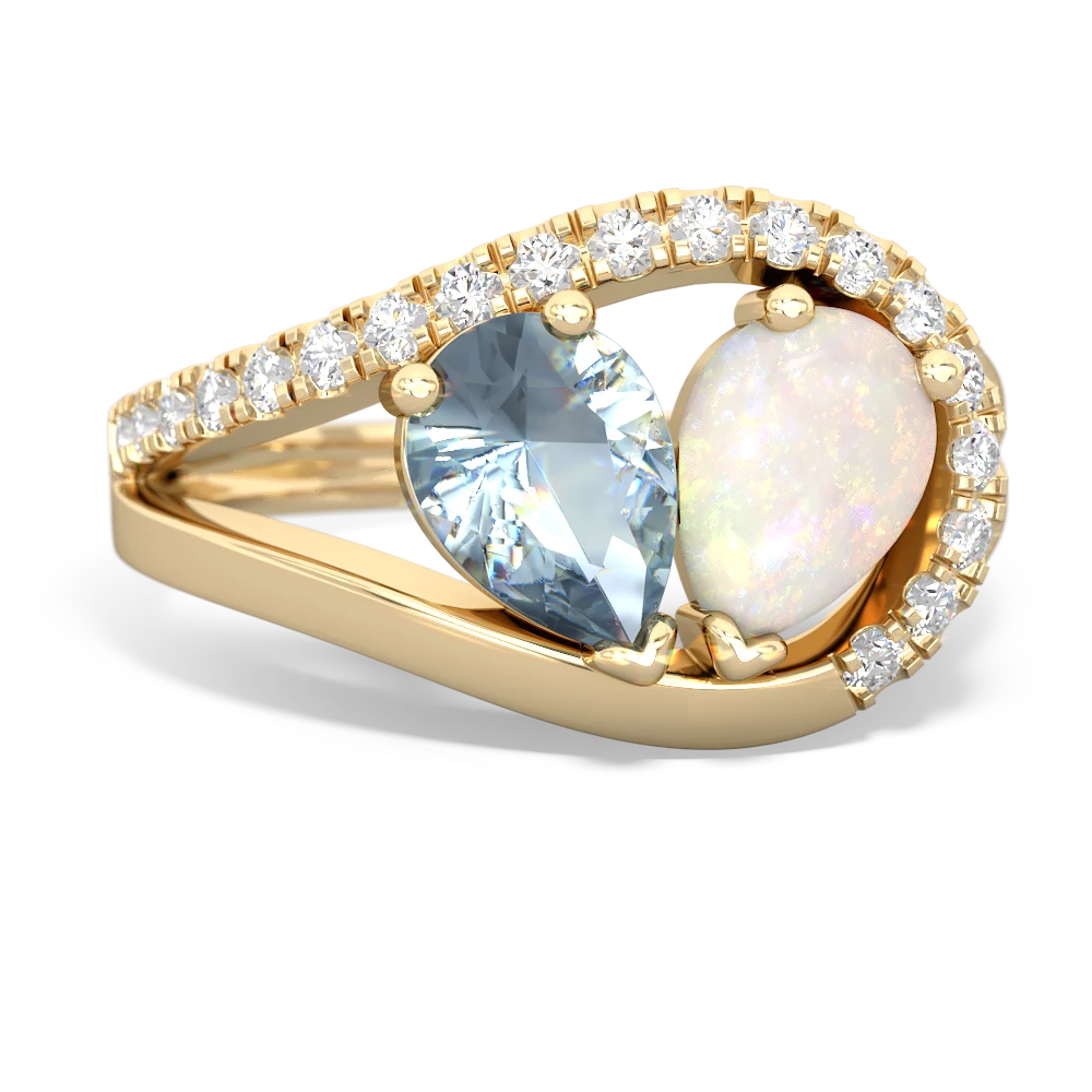 Aquamarine Nestled Heart Keepsake 14K Yellow Gold ring R5650