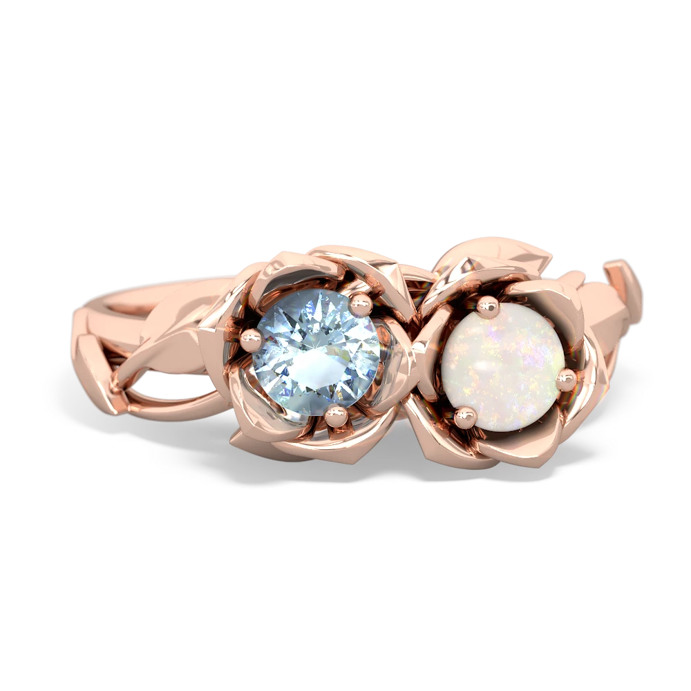 Aquamarine Rose Garden 14K Rose Gold ring R5510